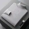 Suéter clásico de lana con solapa alta para otoño e invierno, jersey de hombre de punto de color sólido, jersey informal de negocios.