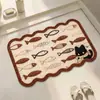 Alfombra de baño de gato de dibujos animados, alfombra absorbente de agua antideslizante para baño y inodoro del hogar