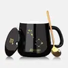 Taza cerámica navideña creativa y elegante de alto valor con tapa y cuchara, taza de café de moda para parejas