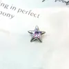 Brincos de Liga de Titânio F-136 Estrela de Cinco Pontas Camada Dupla Gradiente G23 Titânio Rosca Interna Zircônia Brincos Stud de Lábio Joias para Piercing