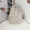 Mochila Bolso de Gran Capacidad Estudiante Moderna Estilo Artístico Nuevo Pana Fresca y Linda Moño Casual Simple