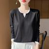 Estilo Nuevo Primavera/Verano 2026 para Mujer Cuello Redondo Bloque de Color Falso Dos Piezas Tejido Fino Top Corto Camiseta Simple Versátil