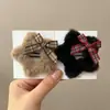 Horquilla de Peluche con Lazo Dulce y Estrella para Mujeres con Flequillo Lateral, Horquilla, Decoración para la Frente, Pinza de Pato Accesorios para el Cabello