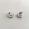 Pendientes Cuadrados de Plata de Aguja Japoneses y Coreanos de Lujo Ligero y Gama Alta para Mujer, Versátiles y Apilables, Pendientes de Doble Capa, Pendientes de Nicho con Diseño