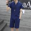 Traje Nuevo de Verano de Algodón y Lino para Hombre Pantalones Cortos Estilo Japonés Camiseta Traje de Algodón y Lino Delgado Suave Transpirable Traje de Algodón y Lino Lote
