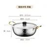 Olla para ramen de acero inoxidable estilo coreano con patrón de martillo, olla dorada para fideos instantáneos de celebridad de Internet, olla caliente pequeña para el hogar con tapa, olla para sopa multiusos
