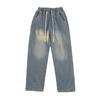 Pantalones vaqueros de color claro para hombre, de primavera y verano, rectos, holgados, lavados, estilo urbano, estilo retro, estilo casual.