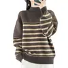 Suéter de punto retro casual a rayas para mujer, nuevo suéter holgado de otoño e invierno, moda transfronteriza para mujer
