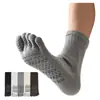 Meias de cinco dedos meias masculinas de cano médio microfleece quentes meias esportivas yoga profissional antiderrapantes meias de chão sem costura meias de Pilates