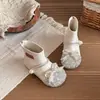Botines Cortos de Perlas para Niña 2026 Otoño/Invierno Nuevos Decoración de Moño Botas Brillantes de Moda Versátiles Cálidos Suela Suave Botines Individuales
