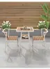 Mesa de Té y Sillas de Ocio para Balcón Combinación Patio Madera Plástica Exterior Villa Hogar Exterior Apartamento Pequeño Al Aire Libre Impermeable Protección Solar