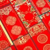 Papel de Pareja con Confeti Dorado y Rojo, Parejas de Año Nuevo 2027 en Blanco Hechas a Mano, Estilo Nuevo Festival de Primavera, Venta al por Mayor, Papel de Arroz con Diseños de Dragón y Fénix, Estampado Dorado