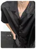 Camisa de Cuello Cubano para Hombre, Verano Manga Corta, Gama Alta, Elegante, Camisa de Seda de Hielo con Efecto de Caída, Resistente a las Arrugas, Manga Media de Corte Limpio