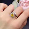 Anillo de Zafiro Amarillo Natural Puro Cristal Rosa Súper Transparente Gema Grado 5A Tamaño 6*8mm Plata 925 Incrustado de Precisión