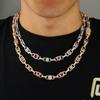 Corrente Europeia e Americana Transfronteiriça com Pedras Preciosas Coloridas Hip-Hop Joias Joia Colar Luxo Acessível Colar Masculino de Alta Qualidade Personalização
