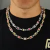 Colar de Joias com Pedras Preciosas Coloridas Hip-Hop Transfronteiriço Europeu e Americano Pulseira Masculina Tendência Personalizada Colar de Zircônia Joias Personalização