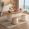 Juego de Mesa de Té para Balcón, Mesa de Té Pequeña Moderna de Alta Gama Minimalista para el Hogar y Combinación de Sillas, Mesa de Té Pequeña Estilo Crema