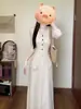 Conjunto de Vestido Suéter Tricotado Gola V Estilo Coreano Outono Inicial para Mulheres 2025 Novo Estilo Francês Saia Longa