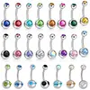 Unhos de Umbigo Diamante Duplo Colorido Atacado Europeu e Americano Transfronteiriço Aço Inoxidável Conjunto de Combinação Simples Joias de Piercing Bola Super Brilhante