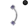 Piercing para Ceja F136 Titanio Barra Curva Doble Extremo Zircón Rosca Interna Joyería para Piercing Piercing de Ombligo Joyería de Aleación de Titanio Adorno para la Cabeza