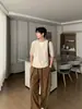Estilo Old Money New Wealth Tricô Falso de Duas Peças Manga Curta Unissex Retrô Linho Top Verão Fino Casual Meia-Manga Camisa