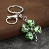 Nuevo Llavero Creativo de Trébol de Cuatro Hojas Incrustado con Diamantes, Trébol de Cuatro Hojas Colorido Ojo de Gato con Pedrería de Cristal, Llavero Exquisito
