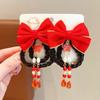 Accesorios para el cabello estilo hanfu chino, horquilla para niña, horquilla festiva de Año Nuevo, borla de flores rojas, accesorios para el cabello de niña bebé