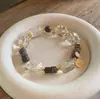 Pulsera de Cristal Natural, Madera de Agar, Cristal Torre Amarilla, Cristal Blanco, Forma Aleatoria, Atrae Riqueza, Nuevo Estilo Chino, Pulsera de Alta Gama