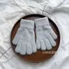 Guantes Infantiles Estilo Coreano Sencillos Color Puro Medianos y Grandes Invierno al Aire Libre Cálidos Cinco Dedos Suaves Cerosos Resistentes al Frío para Niños y Niñas