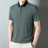 Camiseta de manga corta con solapa de nailon para hombre camiseta de verano para hombre moda juvenil polo a rayas entrega de una pieza para hombre