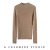 Suéter Feminino Gola Alta Meia Malha 100% Caxemira Pura Ajustado Sem Costura Outono Inverno Slim Tricotado Peça Básica Cor Lisa Roupa Íntima