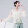 Roupa de Dança Clássica para Mulheres, Nova Blusa de Malha com Manga Longa, Camada Dupla, Decote em V, Falsa Peça Dupla, Roupas Elegantes e Graciosas para Prática de Dança Chinesa