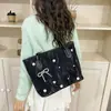 Bolso Tote de Lunares con Lazo para Mujer 2025 Nuevo Estilo Coreano Gran Capacidad Estudiante Clase Viaje al Trabajo Bolso de Hombro Versátil