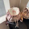 Mochila Estilo Universitario para Estudiantes de Secundaria y Preparatoria Femeninas, Mochila Linda y Dulce con Lazo, Mochila Versátil a Cuadros Estilo Japonés para Estudiantes