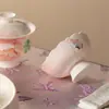 Taza Maestra Cerámica de Alto Pie con Boca de Flor, Peonía Rosa Claro Pintada a Mano de las Dinastías Tang y Song para Uso Doméstico, Juego de Té Kung Fu, Taza de Té para Mujeres, Taza de Degustación
