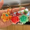 Llavero con Etiqueta de Flor Acrílica, Anillo, Accesorio DIY con Cascabel, Colgante Lindo y Creativo para Mochila