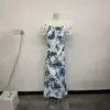 Amazon Europa América 2026 Verano Nuevo Vestido Floral de Cuello Cuadrado con Mangas Abullonadas, Cintura Entallada, Ajustado para Mujer