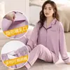 Pijama de Maternidade de Algodão Puro para Primavera e Outono, Manga Longa, para Amamentação, Todo em Algodão, Roupa Pós-Parto para Amamentar, Conjunto de Duas Peças para Casa