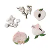 Patches de Tecido Bordados de Flor de Ameixa para Decoração de Leques, Patches de Tecido de Pêssego Estilo Chinês, Acessórios de Roupa para o Festival do Meio Outono, Autoadesivos