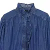 Roupas femininas de comércio exterior europeu e americano transfronteiriças ZA, populares no AliExpress, camisa jeans da moda de manga longa com bordas babadas