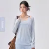 Ropa de Yoga para Mujer Petite Moda Oversize Cuello Redondo Hombro Caído Manga Larga Cubre-todo Moda Holgada Secado Rápido Ropa Exterior de Fitness