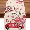 Popular Bandera de Mesa del Día de San Valentín de Amazon Estampado de Gato Enano Material de Lino Decoración de Mesa del Día de San Valentín Mantel