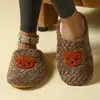 Pantuflas de Interior Populares para Mujer Transfronterizas, de Tacón Alto, Cálidas, Cómodas, Suaves, Ligeras de Algodón, Venta al por Mayor, Personalización de Pedidos Pequeños