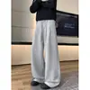 Calças casuais masculinas de corte solto estilo americano, design de bordado curvo resistente, calças compridas de marca da moda, calças esportivas fitean de perna larga