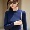 Novo top de base de malha slim fit de gola alta meia-manga para comércio exterior transfronteiriço, suéter solto e versátil para outono e inverno