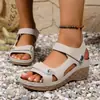 Comercio exterior, transfronterizo, talla grande, nueva colección verano 2026, sandalias casuales de suela gruesa, sandalias para mujer con una sola tira y cierre de velcro