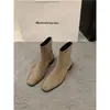 Botines Pequeños de Gamuza con Tacón Grueso Estilo Coreano para Mujer 2025 Nuevos Otoño e Invierno Versátiles Botas Delgadas Forradas de Felpa Estilo Extranjero Botines Cortos