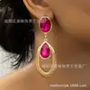 Um Par de Brincos de Tarraxa Elegantes da Moda Pingente de Pedra Preciosa Feminino Geométricos de Mola Brincos de Personalidade Feminina