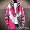 Cardigan com zíper e capuz de algodão para homem, padrão irregular transfronteiriço, estampa colorida, modelagem solta, venha para a foto, DIY