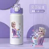 Taza Termo de Acero Inoxidable 316 de Grado Alimenticio con Dibujos de Oso Fresa para Niños, Taza para Beber Agua Portátil para Exteriores, Botella de Agua Deportiva
